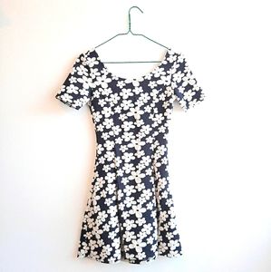 Navy And White Floral Divided Dress